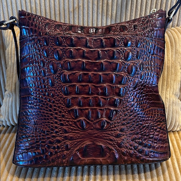 NWT Brahmin Katie Shoulder Bag | Pecan Melbourne Croc Embossed Leather - Picture 8 of 13